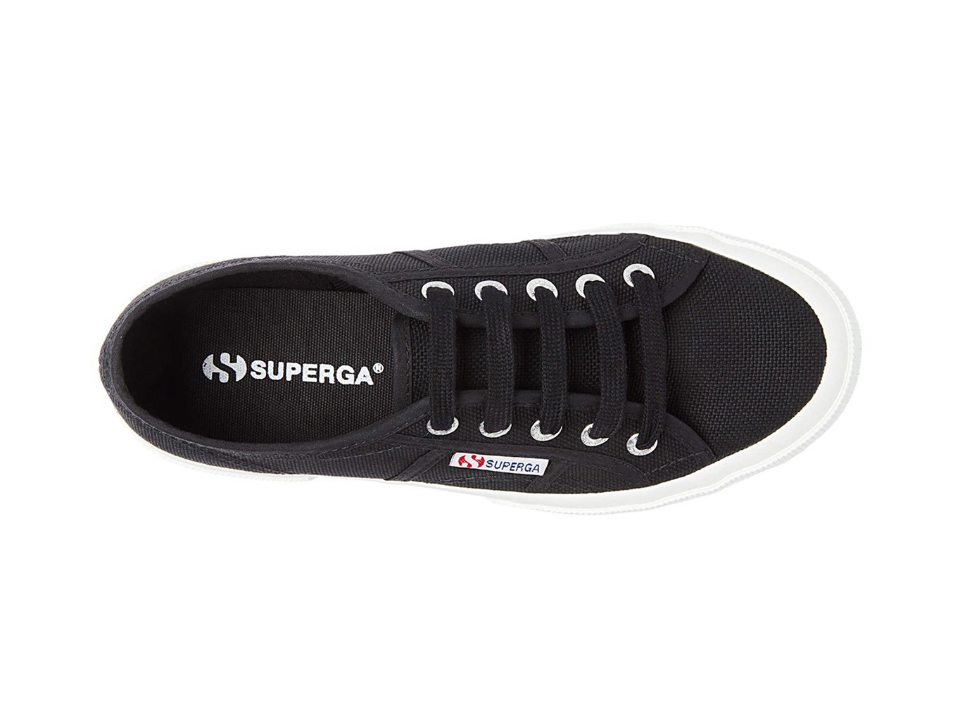 Espadrille Feminino Pretas/Branco - Superga 2750 Cotu Classic - IGVZJ-0358